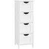 Image de VASAGLE Meuble de Salle de Bain, Armoire sur Pied, avec 4 Tiroirs, 30 x 30 x 82 cm, pour Salon, Salle à Manger, Cuisine, Style Moderne, Blanc LHC40W