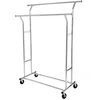 Image de SONGMICS Portant à vêtements, Penderie métallique, Charge Max,110 kg, Double Barres Extensibles, Hauteur réglable, Mobile, avec roulettes, Mètal chromé HSR12S