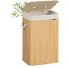 Image de SONGMICS Panier à Linge 72 L, Corbeille Linge Sale, Couvercle, en Bambou, Poignées, Pliable, Sac Amovible Lavable en Machine, Buanderie, Chambre, Couleur Boisée LCB10YV2