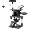 Image de Feandrea Arbre à Chat, Multiniveaux, Rond en Sisal avec Rebord, Tronc pour aiguiser Les Griffes, Niche Luxueuse, pour Chats, Salle de Jeux, Gris PCT25G