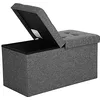 Image de SONGMICS Banc avec Espace de Rangement, Coffre de Rangement avec Couvercle, Pliable, Capacité de Charge 300 kg, 80L, 38 x 76 x 38 cm, Tissu Façon Lin, Gris Foncé LSF46GYZ