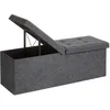 Image de SONGMICS Banc avec Espace de Rangement, Coffre de Rangement avec Couvercle, Pliable, Capacité de Charge 300 kg, 120L, 38 x 110 x 38 cm, Tissu Façon Lin, Gris Foncé LSF76GYZ