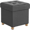 Image de SONGMICS Tabouret de Rangement, Petit Pouf Pliable, 38 x 38 x 40 cm, Repose-Pieds Cubique avec Rangement, Charge jusqu'à 300 kg, pour Salon, Chambre, Dortoir, Gris Ardoise LSF14GYZ