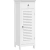 Image de VASAGLE Meuble de rangement de salle de bain, Placard pour chambre, avec tiroir, porte persienne, panneau MDF, 32 x 30 x 87 cm, Blanc BBC43WT