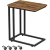 Image de VASAGLE Table d’appoint, Bout de canapé, Table mobile, avec cadre en acier et roulettes, montage facile, style industriel, pour salon, chambre, balcon, Marron Rustique et Noir LNT50X