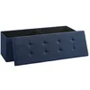 Image de SONGMICS Mazie Collection - Banc de Rangement, Repose-Pieds Pliable de 110 cm, Bout de Lit, Montage Facile, pour Salon, Chambre, Entrée, Bleu Minuit LSF77IN