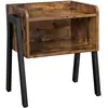 Image de VASAGLE Table d'appoint avec Compartiment Avant Ouvert, Cadre métallique Robuste, Facile à Assembler, Marron Rustique et Noir LET54X, Bois d'ingénierie, 42 x 35 x 52 cm