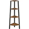 Image de VASAGLE Étagère d'angle, Bibliothèque 4 Niveaux, Étagère Échelle, Meuble de Rangement, Porte-Plante pour Salon, Style Industriel, avec Cadre en Acier, Marron Rustique et Noir LLS34X