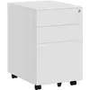 Image de SONGMICS Caisson de Bureau Metal, Caisson de Rangement Mobile, avec roulettes et Serrure, pour Documents et Dossier Suspendu, avec 3 tiroirs, 39 x 52 x 60 cm Blanc OFC60WT