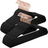 Image de SONGMICS Cintres en Velours, Lot de 50, antidérapants, avec Crochets Rose Gold pivotants, épaisseur 0,6 cm, Longueur 45 cm,pour Manteaux, Robes, Pantalons, Cravates, Noir CRF21BK50