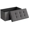 Image de SONGMICS Banc de Rangement, Pouf Pliable, 38 x 76 x 38 cm, Bout de Lit, Repose-pieds, Coffre de Rangement, Charge jusqu'à 300 kg, pour Salon, Chambre, Entrée, Gris Foncé LSF47K