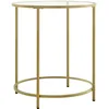 Image de VASAGLE Table d’Appoint Ronde, Dessus en Verre Trempé, Cadre en Métal, Bout de Canapé, Table Console, Table de Chevet, pour Salon, Balcon, Doré et Transparent LGT20G