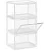 Image de SONGMICS Boîtes à Chaussures, Lot de 3, Coffre de Rangement, Empilable, avec Porte, en Plastique Pointure Jusquà 46, 36 x 28 x 22 cm, Transparent LSP03CW