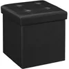 Image de SONGMICS Tabouret Pouf Coffre Boîte de Rangement Repose-Pied Cube Siège Pliable Gagner de l'espace Noir 38 x 38 x 38 cm LSF30B