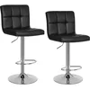 Image de SONGMICS Chaises de Bar, Lot de 2, Tabourets Hauts, Hauteur Réglable, Revêtement en PU, Rotatif sur 360°, avec Dossier et Repose-pieds, Pied Chromé, Noir LJB64B