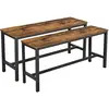 Image de VASAGLE Bancs de Salle à Manger, Lot de 2, Siège pour Cuisine, Style Industriel, 108 x 32,5 x 50 cm, Cadre Métallique Durable, pour Cuisine, Salle à Manger, Salon, Marron Rustique KTB33X