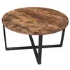 Image de VASAGLE Table Basse Ronde, Table de Salon, Style Industriel, Cadre en Acier, Montage Facile, pour Salon, Chambre, Marron Rustique et Noir LCT88X