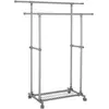 Image de SONGMICS Portant Double Barre, Porte-vêtements, Mobile, Extensible Entre 87 à 150 cm, avec roulettes et Étagère de Rangement, Capacité de Charge 70 kg, pour Manteaux, Écharpes, Gris LLR13GY