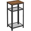 Image de VASAGLE Table d'appoint, Table de Chevet, Bout de canapé, Table pour téléphone, avec 2 étagères en Treillis, pour Bureau, Couloir, Salon, Cadre en Acier, Marron Rustique et Noir LET75BX