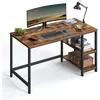 Image de VASAGLE Bureau pour Ordinateur, Table Informatique, 120 x 60 x 76 cm | Style Moderne, pour Bureau à Domicile, Chambre à Coucher, Salon, Marron Rustique et Noir Mat, Collection BARNET LWD47X