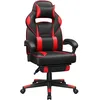 Image de SONGMICS Fauteuil de Bureau, Chaise Gaming, RÉglable, Repose-Pieds TÉlescopique, MÉcanisme À Bascule, Appui-tÊte, Support Lombaire, Charge 150 kg, Noir d'encre et Rouge Fraise OBG73BRV1