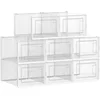 Image de SONGMICS Boîtes à chaussures, Lot de 18, Rangement chaussures, pliable, pour pointure jusqu’à 46, Transparent et blanc LSP18MWT