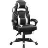 Image de SONGMICS Fauteuil de Bureau, Chaise Gaming, Réglable, Repose-Pieds Télescopique, Mécanisme à Bascule, Appui-tête, Support Lombaire, Charge 150 kg, Noir d'encre et Blanc Nuage OBG73BW