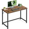 Image de VASAGLE Bureau d'Ordinateur, Table, 50 x 100 x 76 cm, pour Bureau, Chambre, Salon, Cadre en Métal, Marron Rustique et Noir d'Encre LWD41XV1