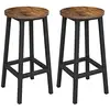 Image de VASAGLE Tabourets de Bar, Lot de 2, Chaises, Siège Haut, Cadre Métallique, Montage Facile, Hauteur 65 cm, Repose-pieds, pour Cuisine, Salon, Salle à Manger, Marron Rustique et Noir LBC32X
