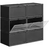 Image de SONGMICS Boîtes à Chaussures, Lot de 6, Coffre de Rangement, Empilable, avec Porte, en Plastique, Pointure jusqu’à 46, 36 x 28 x 22 cm, Noir LSP06CB