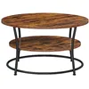 Image de VASAGLE Table Basse, Table Ronde, Table de Salon avec Étagère de Rangement, Montage Facile, Cadre en Métal, Style Industriel, Marron Rustique et Noir LCT80BX