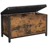 Image de VASAGLE Tabouret, Banc avec Coffre de Rangement, Siège Rembourré | Cadre en Acier, Surface en PU, Style moderne, pour Entrée, Chambre, Marron rustique et Noir, Collection BARNET LSC80BX