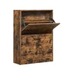 Image de VASAGLE Meuble à Chaussures à 2 Compartiments, Meuble d’entrée, séparateur réglable, 12 Paires de Chaussures Femme ou 8 Chaussures Homme, 60 x 24 x 83,5 cm, Style Industriel, Marron Rustique LBC02BX