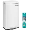 Image de SONGMICS Poubelle Cuisine 30 L, Poubelle Bureau, Fermeture en Douceur, avec Pédale, en Acier, Seau Intérieur, Blanc LTB03WT