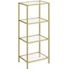 Image de VASAGLE Étagère en Verre 4 Niveaux, Bibliothèque, Étagère de Rangement, Verre Trempé, Facile à Monter, pour Salle de Bain, Salon, Chambre, Bureau, Doré LGT28G