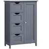 Image de VASAGLE Meuble Salle de Bain Rangement, Armoire Gain de Place, Commode, avec 4 Tiroirs, Placard avec Porte, Étagère Réglable, 30 x 55 x 82 cm, Gris Ardoise LHC41GY
