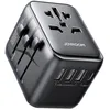 Image de Adaptateur de voyage universel 17 W EU/US/UK/JP/AU/CN - Adaptateur de prise noir pour différents pays