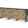Image de VOUNOT Étagère à bûches en métal avec couvercle étanche Vert 300 x 115 x 40 cm