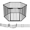 Image de VOUNOT® Barrière de Sécurité Enfant Barrière de Protection Cheminée Pliable Parc Enclos Multi-Fonction sans Perçage Barrière Chien 6 Panneaux Pré-assemblé 3.75M Noir