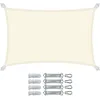 Image de VOUNOT® Voile d'ombrage Rectangulaire Imperméable Auvent Protection en Polyester avec Kit de Montage Toile Ombrage Protection UV 95% Résistant et Respirant pour Jardin Terrasse et Balcon 3x2m Beige