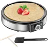 Image de Crêpière électrique, 1200w crêpière sans colle pour la maison, contrôle de la température, acier inoxydable - facile à nettoyer et comprend un diviseur de pâte et une spatule