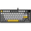Image de AJAZZ AK820 Clavier mécanique filaire 75 %, switchs linéaires remplaçables à chaud, montage sur joints (Gasket Mount), rétroéclairage blanc, 87 touches avec molette de volume CNC, mousse Poron, capuchons de touches en PBT au profil OEM pour PC/Windows/Mac - Gris/jaune