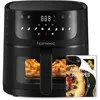 Image de HAIMEEC Air Fryer 4L, Friteuse Sans Huile 8-en-1 avec Fenêtre de Visualisation, 1350W avec Ecran Tactile Digital, Réglable 30°C-200°C, 90% de Matières Grasses en Moins, Nettoyage Facile, <60dB