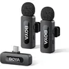 Image de BOYA BY-V20 V2.0 Microphone sans fil USB-C avec réduction de bruit en un clic, autonomie 9 h, 2 émetteurs + 1 récepteur