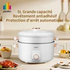 Image de Plodon 1200W 5L Marmite Électrique Multifonction Avec Cuiseur Vapeur Cuve de Cuisson Antiadhésive Mijoteuse Avec Double Contrôle de Puissance Pour Ragoût, Cuisson Vapeur, Fondue, Friture & Mijotage Ébullition Rapide