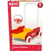 Image de BRIO Marchette pour bébé 31350 Rouge-Jaune - Classique pour Les Enfants de 9 Mois - poignée réglable pour s'adapter à la Taille de l'enfant et Frein réglable pour régler la Vitesse de roulement