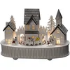 Image de Konstsmide Silhouette en bois à LED, blanc, « maison et église », minuterie 6H, 5 diodes blanc chaud, à piles, intérieur, 3269-210