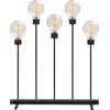 Image de Lustre LED en métal noir, avec variateur d'intensité, ampoules interchangeables, avec interrupteur marche/arrêt, 5 globes ronds, 10 diodes ambrées, transformateur intérieur 24 V, 3,5 W, câble noir.