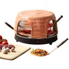 Image de Emerio PO-116124.1 Four à pizza, couvercle en terre cuite, fait à la main, design breveté, pour mini pizza, véritable plaisir en famille pour 8 personnes