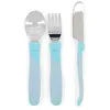 Image de Twistshake Couverts Bébé 12m+ en Acier Inoxydable   Cuillère + Fourchette + Couteau, Lot de 3   Set Sevrage Sans BPA   Accessoire Repas Enfant   Bleu